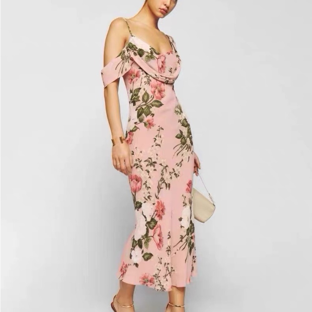 Reformation Reya Floral Pink Dress